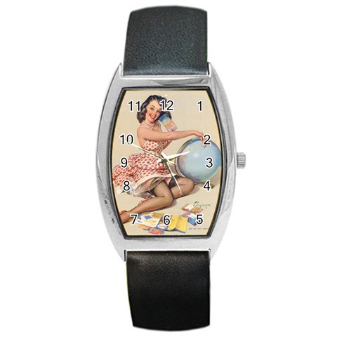 pinup_25 Barrel Style Metal Watch from ArtsNow.com Front