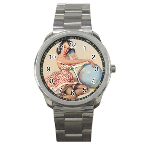 pinup_25 Sport Metal Watch from ArtsNow.com Front