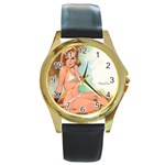 pinup_24 Round Gold Metal Watch