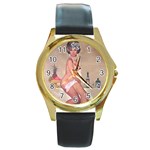 pinup_23 Round Gold Metal Watch