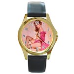 pinup_22 Round Gold Metal Watch