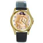 pinup_17 Round Gold Metal Watch