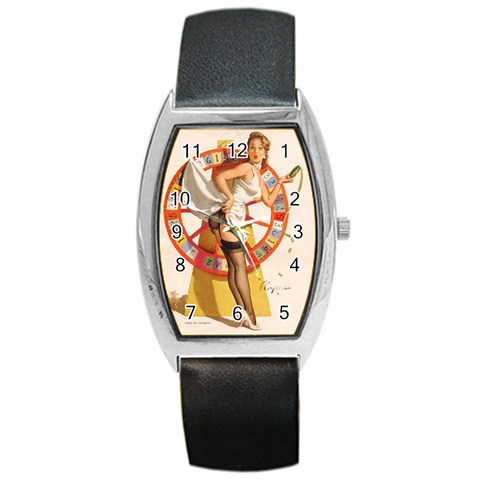 pinup_12 Barrel Style Metal Watch from ArtsNow.com Front