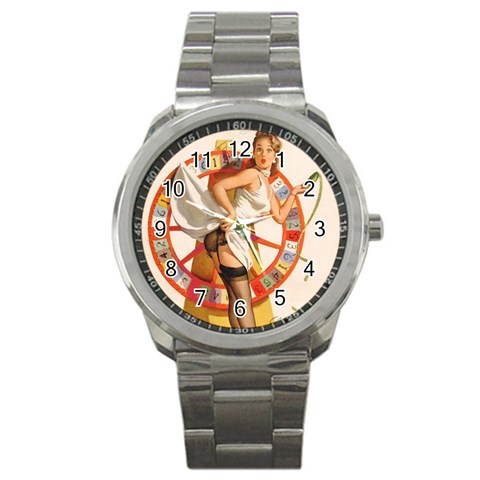 pinup_12 Sport Metal Watch from ArtsNow.com Front