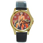 pinup_2 Round Gold Metal Watch