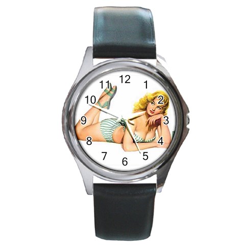 PINUP RADIO Round Metal Watch from ArtsNow.com Front