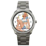 pinup girl blue Sport Metal Watch