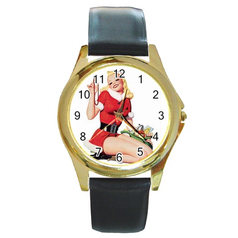 PINUP181 Round Gold Metal Watch from ArtsNow.com Front