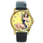 PINUP072 Round Gold Metal Watch