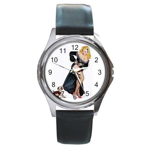 PINUP071 Round Metal Watch from ArtsNow.com Front