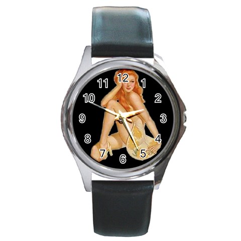 pinup2 Round Metal Watch from ArtsNow.com Front