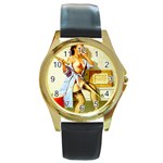 pinup1 Round Gold Metal Watch