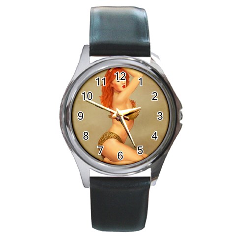 pinup Round Metal Watch from ArtsNow.com Front