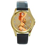 pinup Round Gold Metal Watch