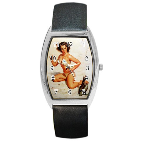 horned_pinup Barrel Style Metal Watch from ArtsNow.com Front