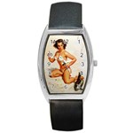 horned_pinup Barrel Style Metal Watch