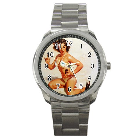 horned_pinup Sport Metal Watch from ArtsNow.com Front