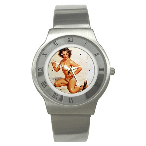 horned_pinup Stainless Steel Watch from ArtsNow.com Front