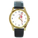 duffs_pinup_altered Round Gold Metal Watch