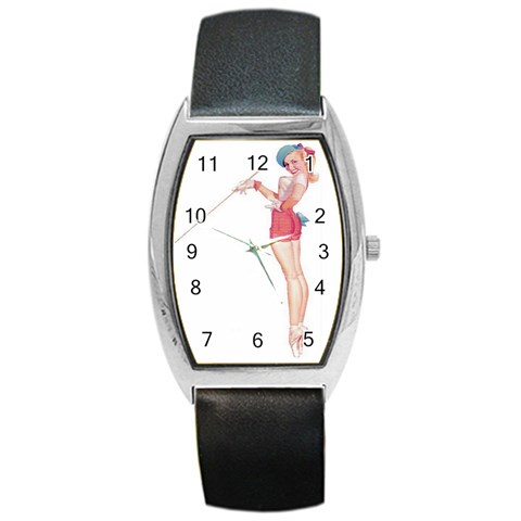 duffs_pinup_altered Barrel Style Metal Watch from ArtsNow.com Front