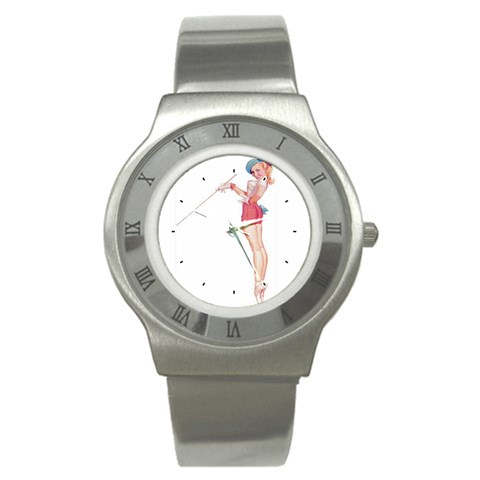 duffs_pinup_altered Stainless Steel Watch from ArtsNow.com Front