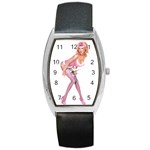 blondePinupPinkFluffy Barrel Style Metal Watch