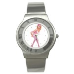 blondePinupPinkFluffy Stainless Steel Watch