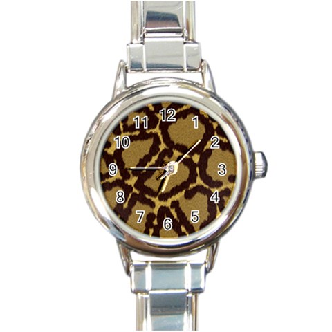 Leopard Print Design Round Italian Charm Watch from ArtsNow.com Front