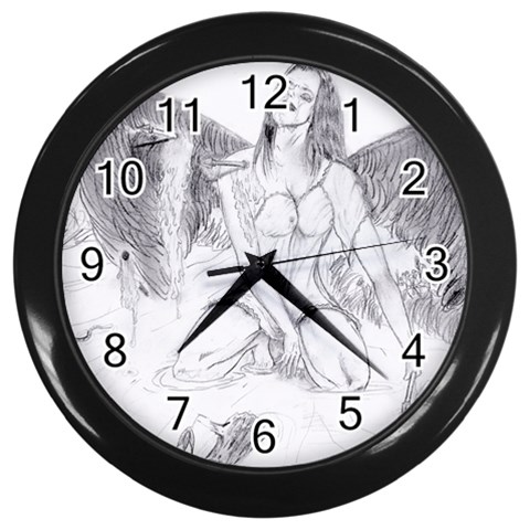 Bleeding Angel 1  Wall Clock (Black) from ArtsNow.com Front