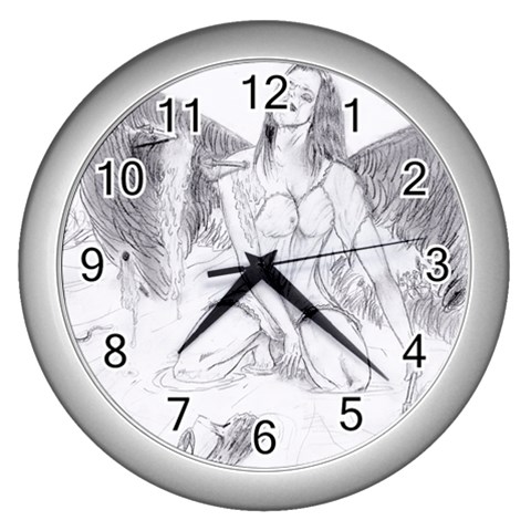 Bleeding Angel 1  Wall Clock (Silver) from ArtsNow.com Front