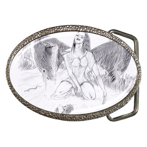 Bleeding Angel 1  Belt Buckle (Oval) from ArtsNow.com Front