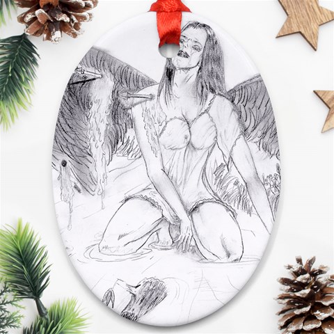 Bleeding Angel 1  Oval Ornament (Two Sides) from ArtsNow.com Front