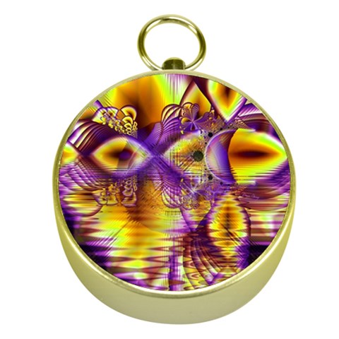 Golden Violet Crystal Palace, Abstract Cosmic Explosion Gold Compass from ArtsNow.com Front