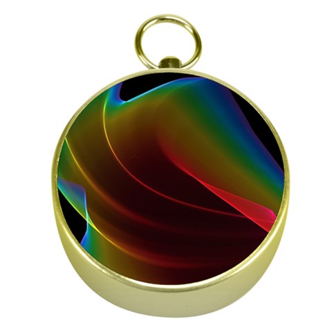 Liquid Rainbow, Abstract Wave Of Cosmic Energy  Gold Compass from ArtsNow.com Front