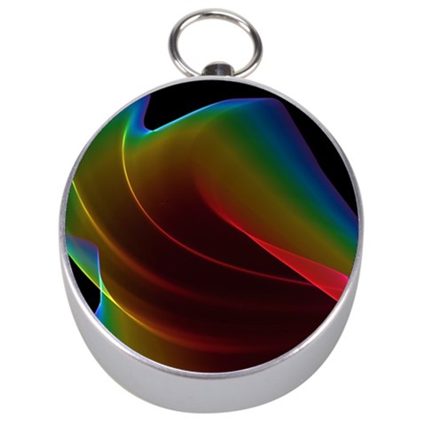 Liquid Rainbow, Abstract Wave Of Cosmic Energy  Silver Compass from ArtsNow.com Front