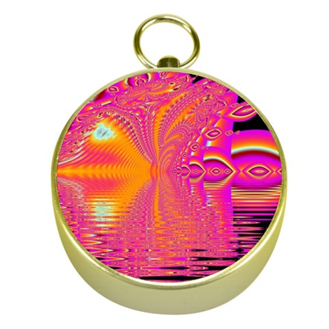 Magenta Boardwalk Carnival, Abstract Ocean Shimmer Gold Compass from ArtsNow.com Front