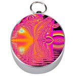 Magenta Boardwalk Carnival, Abstract Ocean Shimmer Silver Compass