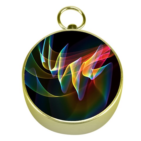 Northern Lights, Abstract Rainbow Aurora Gold Compass from ArtsNow.com Front