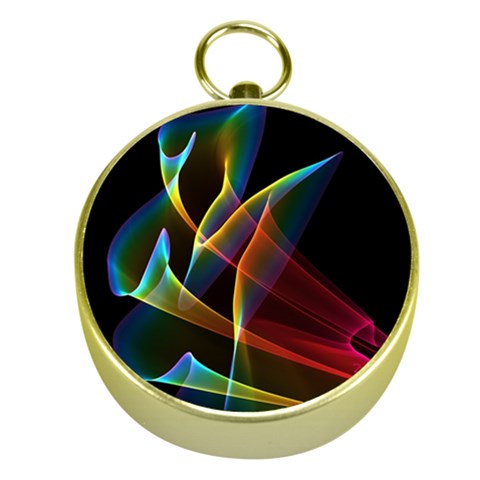 Peacock Symphony, Abstract Rainbow Music Gold Compass from ArtsNow.com Front