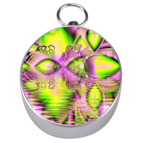 Raspberry Lime Mystical Magical Lake, Abstract  Silver Compass from ArtsNow.com Front