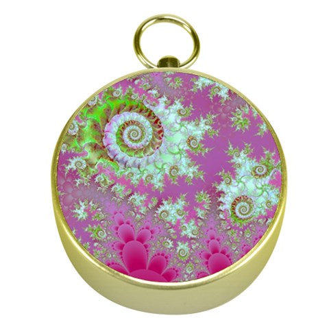 Raspberry Lime Surprise, Abstract Sea Garden  Gold Compass from ArtsNow.com Front