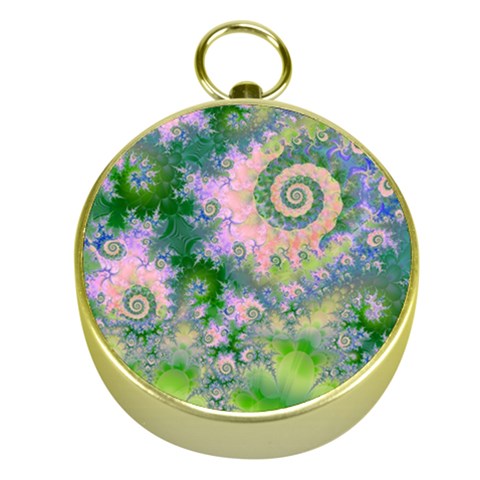 Rose Apple Green Dreams, Abstract Water Garden Gold Compass from ArtsNow.com Front