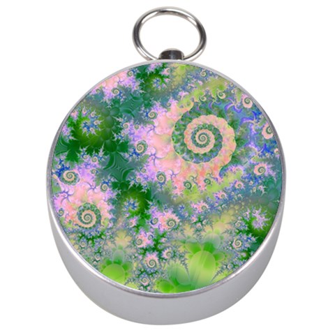 Rose Apple Green Dreams, Abstract Water Garden Silver Compass from ArtsNow.com Front