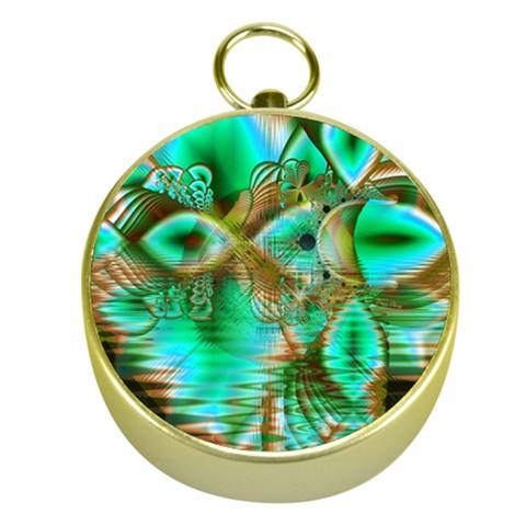 Spring Leaves, Abstract Crystal Flower Garden Gold Compass from ArtsNow.com Front