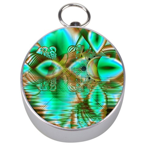 Spring Leaves, Abstract Crystal Flower Garden Silver Compass from ArtsNow.com Front