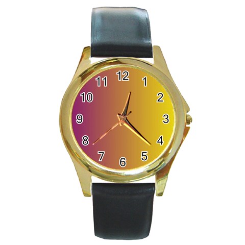 Tainted  Round Leather Watch (Gold Rim)  from ArtsNow.com Front