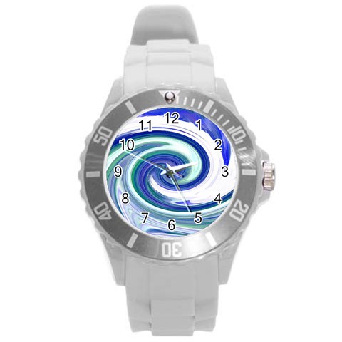 Abstract Waves Plastic Sport Watch (Large) from ArtsNow.com Front