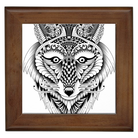 Ornate Foxy Wolf Framed Ceramic Tile from ArtsNow.com Front