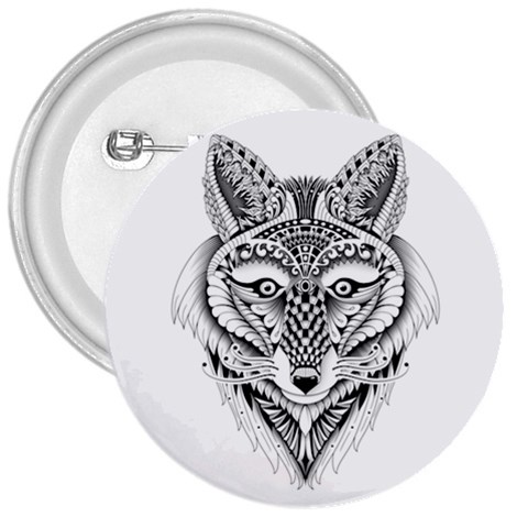 Ornate Foxy Wolf 3  Button from ArtsNow.com Front