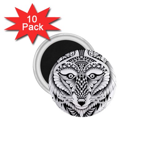 Ornate Foxy Wolf 1.75  Button Magnet (10 pack) from ArtsNow.com Front